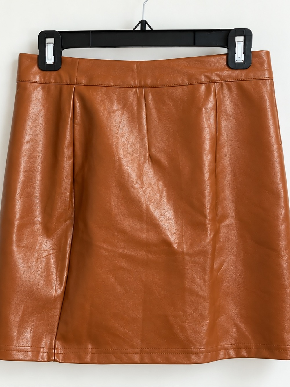 Lulus Brown Faux Leather Mini Skirt Women’s Medium Cognac A-Line